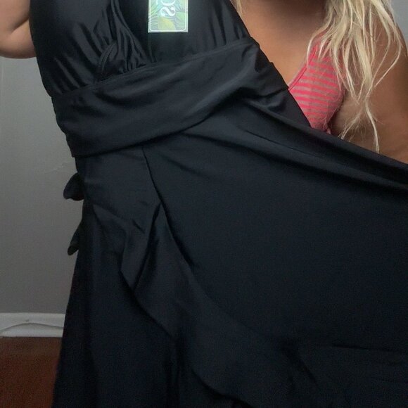 Womens Sexy BLACK One Piece Swimsuit Swim Dress Ruffled Bathing plus size NEW - Picture 4 of 15